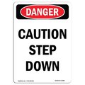 Signmission OSHA Danger Sign, Caution Step Down, 10in X 7in Aluminum, 7" W, 10" L, Portrait, Caution Step Down OS-DS-A-710-V-2083